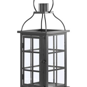 Lampion szklane drzwi metalowy 42 cm czarny 67713 Lampion szklane drzwi metalowy 42 cm czarny 67713