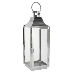 Lampion szklany metalowy 40 cm srebrny 16119 Lampion szklany metalowy 40 cm srebrny 16119