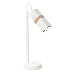 Lampka biurkowa biała jasne drewno VIDAR 1xGU10x40W wys:47cm Milagro 904733 Lampka biurkowa biała jasne drewno VIDAR 1xGU10x40W wys:47cm Milagro 904733