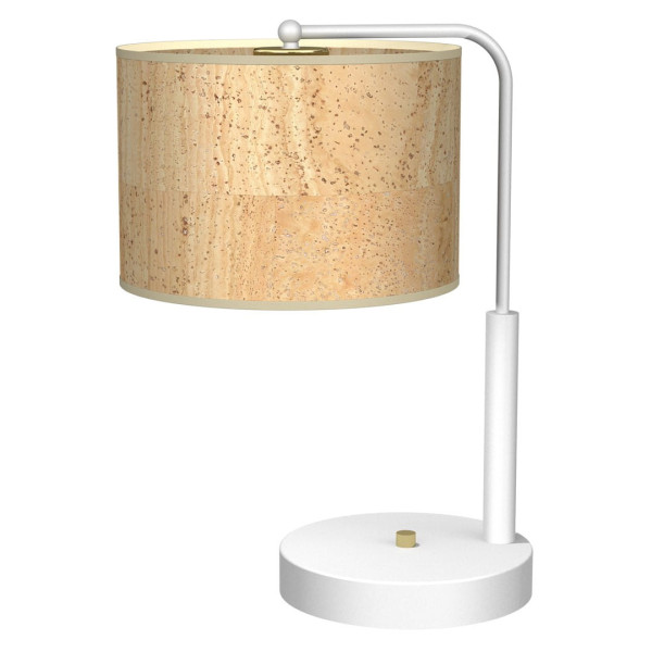 Lampka biurkowa biało-brązowa CORK 1xE27x60W wys:37cm Milagro 904631