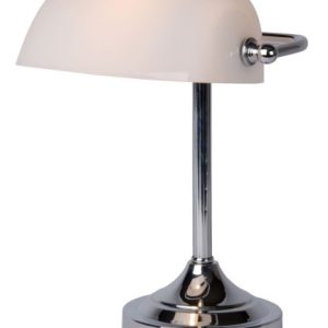 Lampka biurkowa chromowana biała BANKER 1xE14x40W wys:30cm Lucide 904831 Lampka biurkowa chromowana biała BANKER 1xE14x40W wys:30cm Lucide 904831