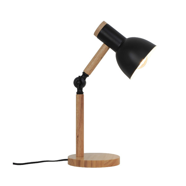 Lampka biurkowa jasne drewno-czarna Balbo 1xE14x40W wys:41cm Zuma Line 904939
