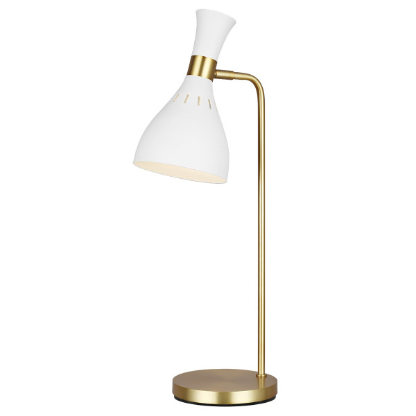 Lampka biurkowa mosiądz oksydowano-biała Joan 1xE27x60W wys:63,5cm Feiss 904755