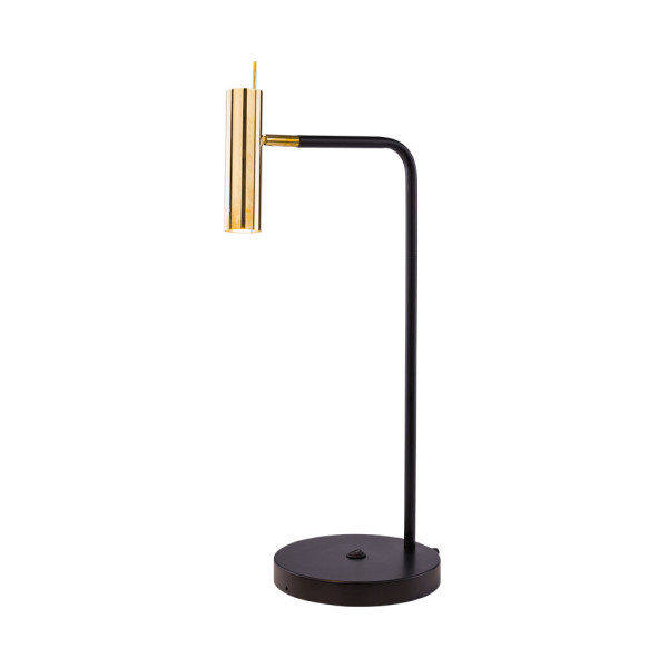 Lampka biurkowa mosiądz polerowano-czarna Amos 1xGU10x4W wys:63,5cm Amplex 904876