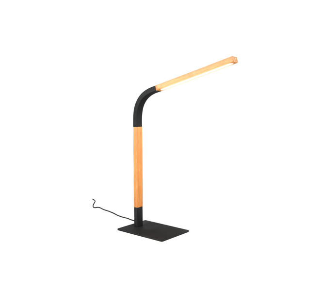 Lampka biurkowa Norris jasne drewno-czarna LED 7W wys:73,5cm Trio 904836