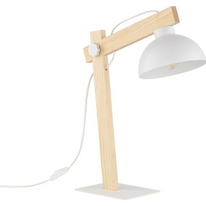 Lampka biurkowa Oslo metalowo-drewniana beżowo-biała 295544 Lampka biurkowa Oslo metalowo-drewniana beżowo-biała 295544