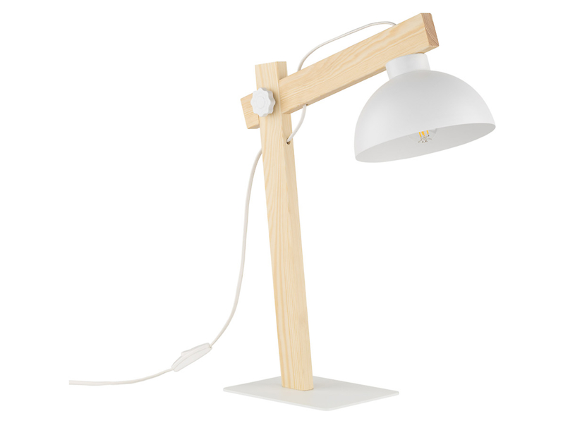 Lampka biurkowa Oslo metalowo-drewniana beżowo-biała 295544