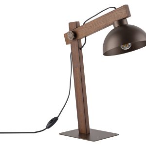 Lampka biurkowa Oslo metalowo-drewniana brązowa 293680 Lampka biurkowa Oslo metalowo-drewniana brązowa 293680