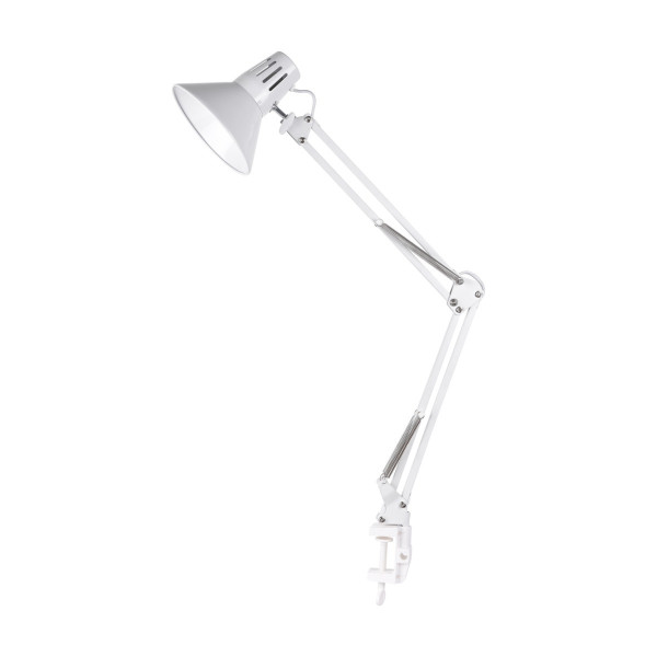 Lampka biurkowa przykręcana biała Worker 1xE27x10W wys:70cm Polux 904660
