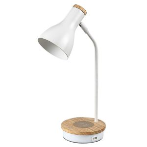 Lampka biurkowa z ładowarką biała-matowa Mosley 1xE14x25W wys:43cm Rabalux 953540 Lampka biurkowa z ładowarką biała-matowa Mosley 1xE14x25W wys:43cm Rabalux 953540
