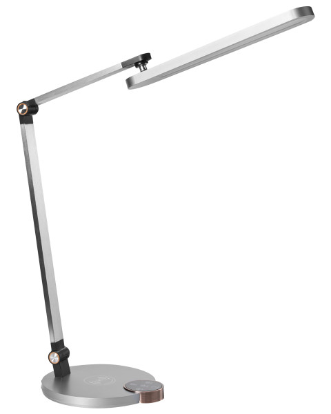 Lampka biurkowa z ładowarką indukcyjną i regulowanym kloszem szara 802875