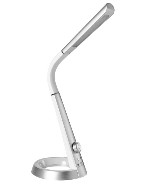 Lampka biurkowa z portem USB 3 barwy światła ściemniacz srebrna 802866
