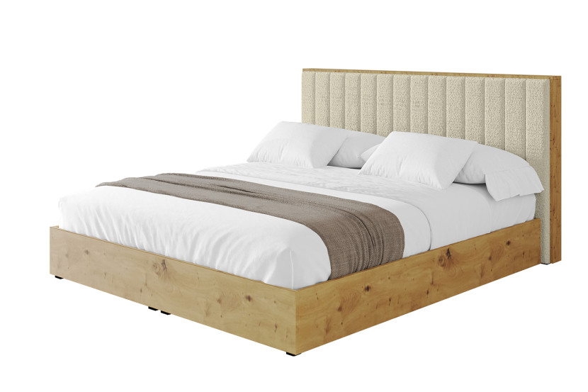 Łóżko tapicerowane z materacem + pojemnik ENZO4 - 180x200 cm Beżowy 838833