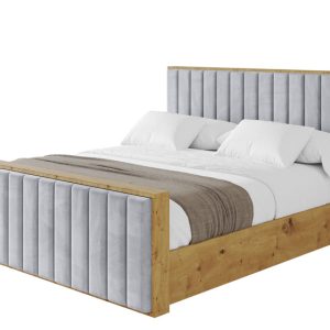 Łóżko tapicerowane z materacem + pojemnik ENZO4-Z-140×200 cm Jasnoszary 840505