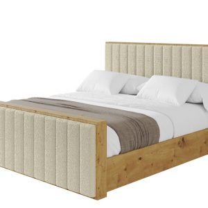 Łóżko tapicerowane z materacem + pojemnik ENZO4-Z-160×200 cm Beżowy 840197