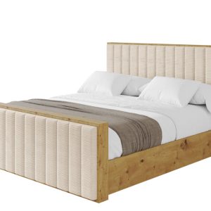 Łóżko tapicerowane z materacem + pojemnik ENZO4-Z-160×200 cm Beżowy 840417