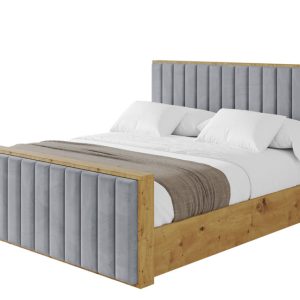 Łóżko tapicerowane z materacem + pojemnik ENZO4-Z-160×200 cm Szary 839687