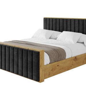 Łóżko tapicerowane z materacem + pojemnik ENZO4-Z-180×200 cm Czarny 840554 Łóżko tapicerowane z materacem + pojemnik ENZO4-Z-180×200 cm Czarny 840554