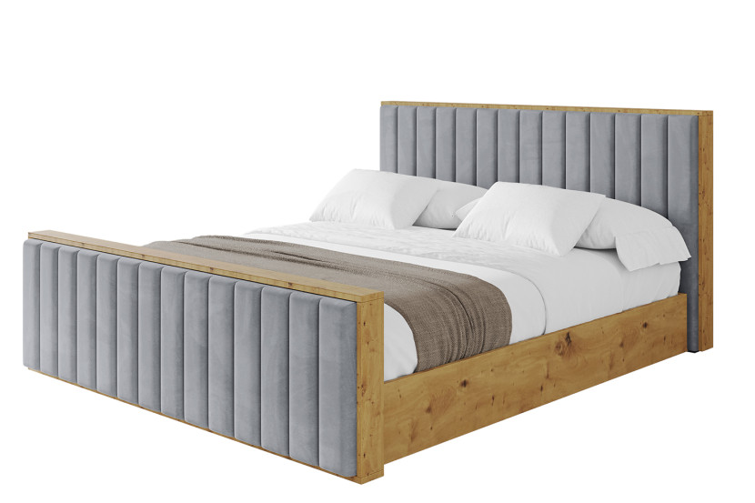 Łóżko tapicerowane z materacem + pojemnik ENZO4-Z-180x200 cm Szary 840161