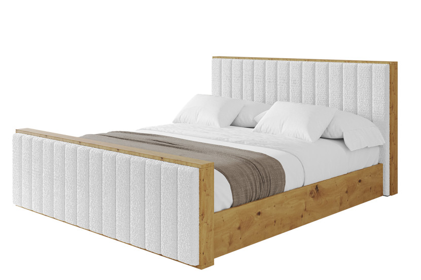 Łóżko tapicerowane z materacem + pojemnik ENZO4-Z-200x200 cm Biały 839729