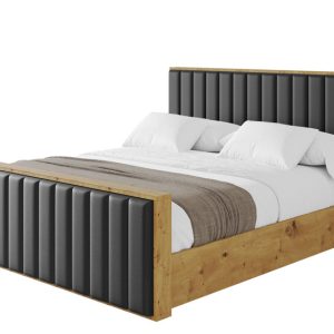 Łóżko tapicerowane z materacem + pojemnik ENZO4-Z-200×200 cm Czarny 839765 Łóżko tapicerowane z materacem + pojemnik ENZO4-Z-200×200 cm Czarny 839765
