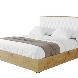 Łóżko tapicerowane z materacem + pojemnik ENZO5 – 120×200 cm Biały 839651 Łóżko tapicerowane z materacem + pojemnik ENZO5 – 120×200 cm Biały 839651