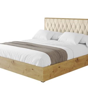 Łóżko tapicerowane z materacem + pojemnik ENZO5 – 140×200 cm Beżowy 839782 Łóżko tapicerowane z materacem + pojemnik ENZO5 – 140×200 cm Beżowy 839782