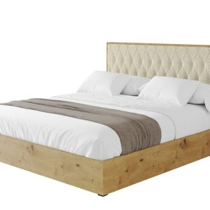 Łóżko tapicerowane z materacem + pojemnik ENZO5 – 160×200 cm Beżowy 840622 Łóżko tapicerowane z materacem + pojemnik ENZO5 – 160×200 cm Beżowy 840622