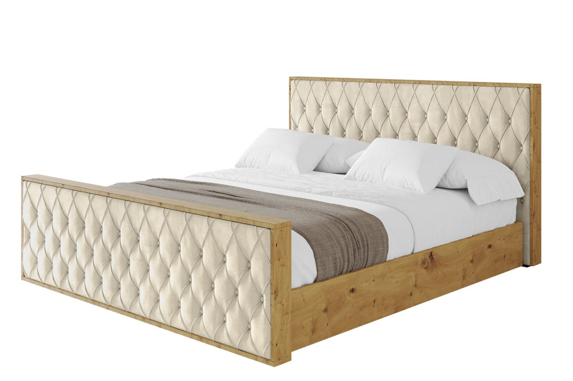 Łóżko tapicerowane z materacem + pojemnik ENZO5-Z-120x200 cm Beżowy 838475