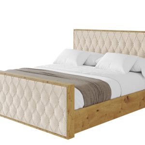Łóżko tapicerowane z materacem + pojemnik ENZO5-Z-140×200 cm Beżowy 838707 Łóżko tapicerowane z materacem + pojemnik ENZO5-Z-140×200 cm Beżowy 838707