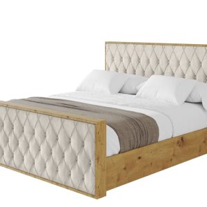 Łóżko tapicerowane z materacem + pojemnik ENZO5-Z-140×200 cm Beżowy 839518 Łóżko tapicerowane z materacem + pojemnik ENZO5-Z-140×200 cm Beżowy 839518