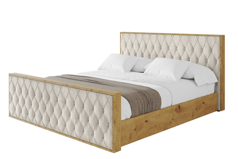 Łóżko tapicerowane z materacem + pojemnik ENZO5-Z-140x200 cm Beżowy 839518