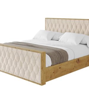 Łóżko tapicerowane z materacem + pojemnik ENZO5-Z-160×200 cm Beżowy 839364 Łóżko tapicerowane z materacem + pojemnik ENZO5-Z-160×200 cm Beżowy 839364