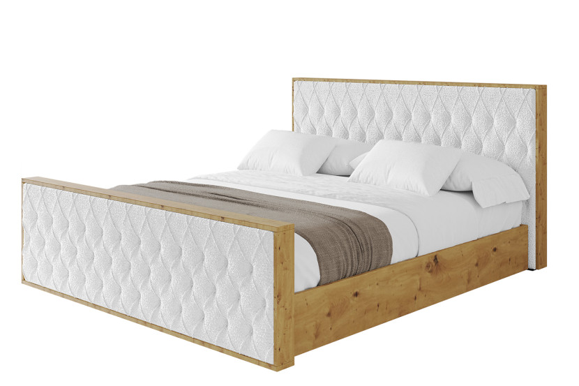 Łóżko tapicerowane z materacem + pojemnik ENZO5-Z-160x200 cm Biały 838586