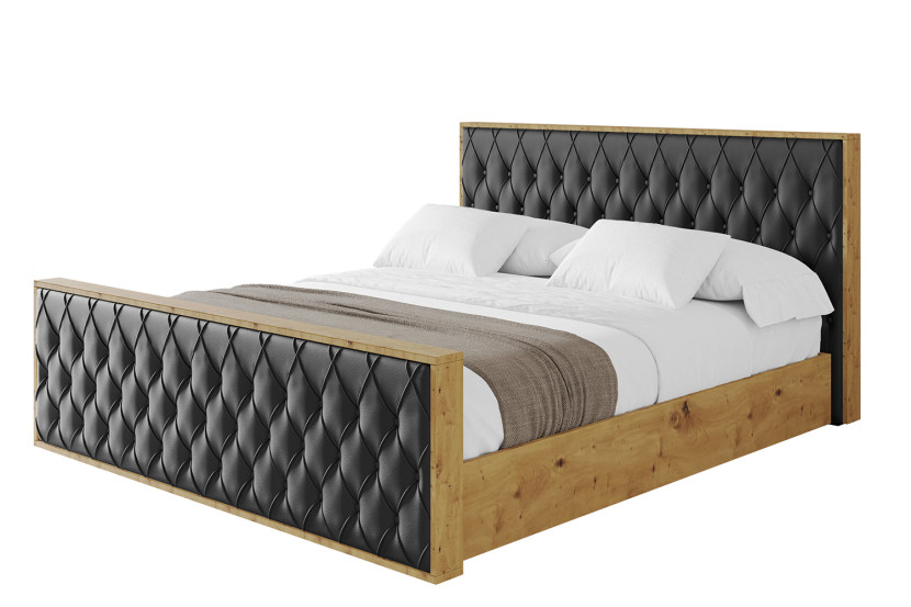 Łóżko tapicerowane z materacem + pojemnik ENZO5-Z-180x200 cm Czarny 838649