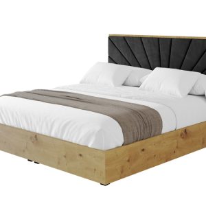 Łóżko tapicerowane z materacem + pojemnik ENZO6 – 160×200 cm Czarny 840915 Łóżko tapicerowane z materacem + pojemnik ENZO6 – 160×200 cm Czarny 840915