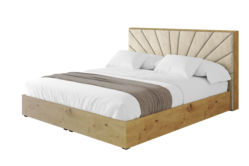 Łóżko tapicerowane z materacem + pojemnik ENZO6 - 180x200 cm Beżowy 840500