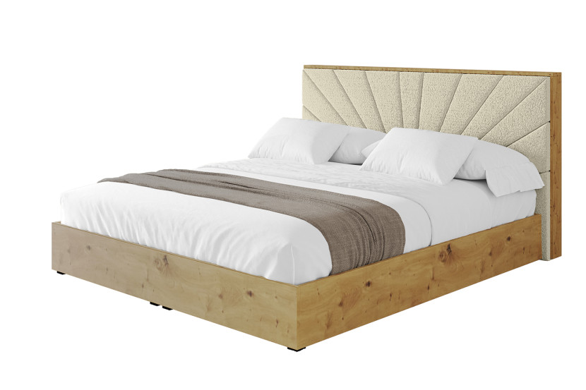 Łóżko tapicerowane z materacem + pojemnik ENZO6 - 200x200 cm Beżowy 839766