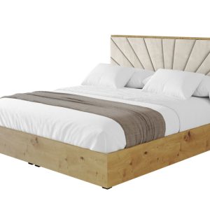 Łóżko tapicerowane z materacem + pojemnik ENZO6 – 200×200 cm Beżowy 840187 Łóżko tapicerowane z materacem + pojemnik ENZO6 – 200×200 cm Beżowy 840187