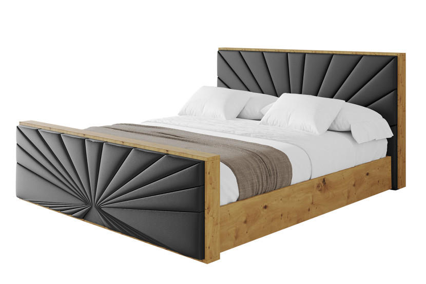 Łóżko tapicerowane z materacem + pojemnik ENZO6-Z-180x200 cm Czarny 838619