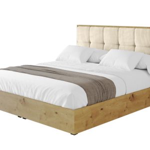 Łóżko tapicerowane z materacem + pojemnik ENZO7 140×200 cm Beżowy 838991 Łóżko tapicerowane z materacem + pojemnik ENZO7 140×200 cm Beżowy 838991