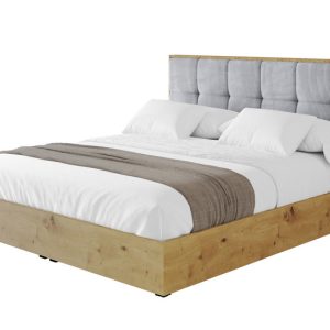 Łóżko tapicerowane z materacem + pojemnik ENZO7 140×200 cm Szary 838985 Łóżko tapicerowane z materacem + pojemnik ENZO7 140×200 cm Szary 838985