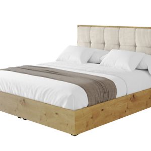 Łóżko tapicerowane z materacem + pojemnik ENZO7 160×200 cm Beżowy 838527 Łóżko tapicerowane z materacem + pojemnik ENZO7 160×200 cm Beżowy 838527