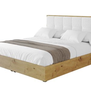 Łóżko tapicerowane z materacem + pojemnik ENZO7 160×200 cm Biały 839444 Łóżko tapicerowane z materacem + pojemnik ENZO7 160×200 cm Biały 839444