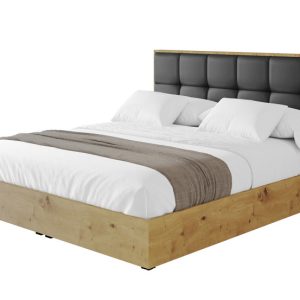Łóżko tapicerowane z materacem + pojemnik ENZO7 160×200 cm Czarny 839504 Łóżko tapicerowane z materacem + pojemnik ENZO7 160×200 cm Czarny 839504