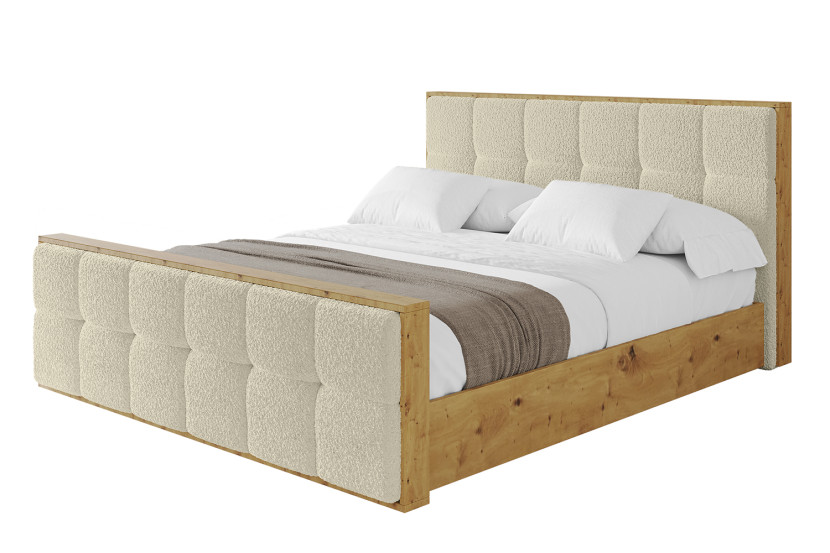 Łóżko tapicerowane z materacem + pojemnik ENZO7-Z 120x200 cm Beżowy 838733