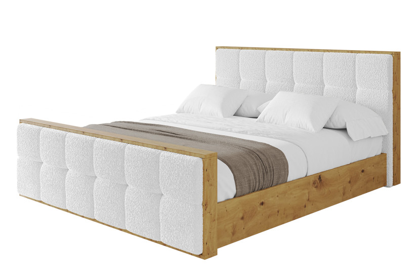 Łóżko tapicerowane z materacem + pojemnik ENZO7-Z 140x200 cm Biały 838736
