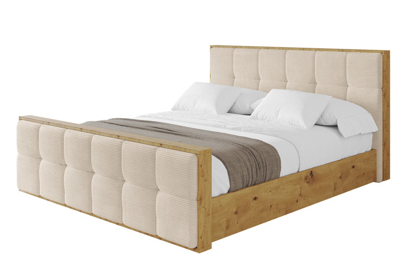 Łóżko tapicerowane z materacem + pojemnik ENZO7-Z 160x200 cm Beżowy 839082