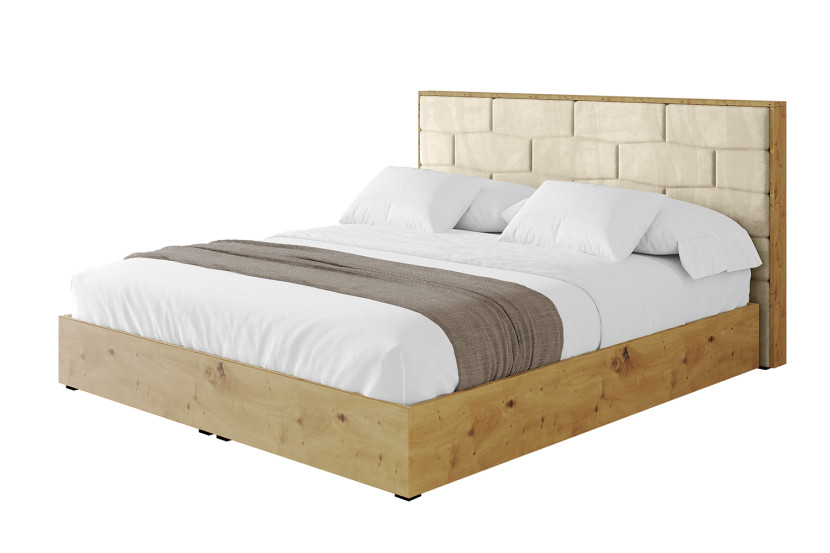 Łóżko tapicerowane z materacem + pojemnik ENZO8 - 180x200 cm Beżowy 839446