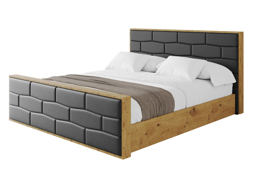 Łóżko tapicerowane z materacem + pojemnik ENZO8-Z-120x200 cm Czarny 839188